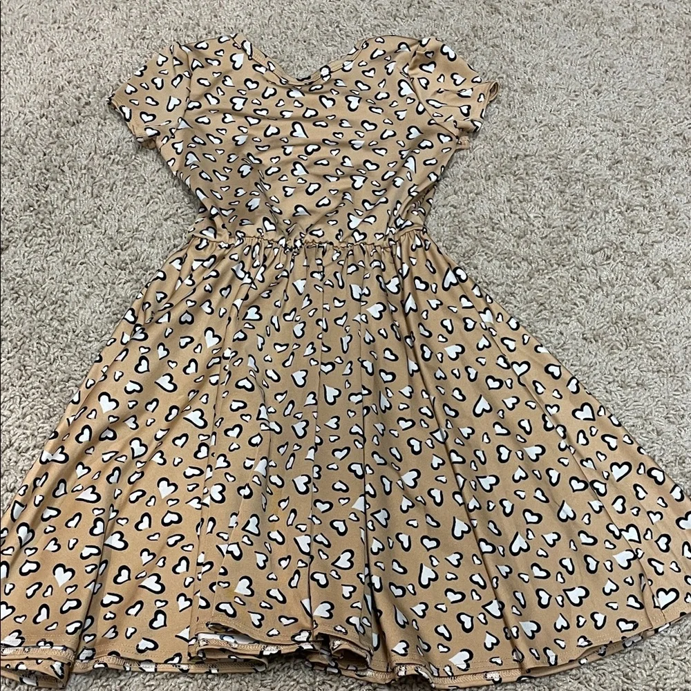 Dog dot smile Tan heart Print Kids Dress